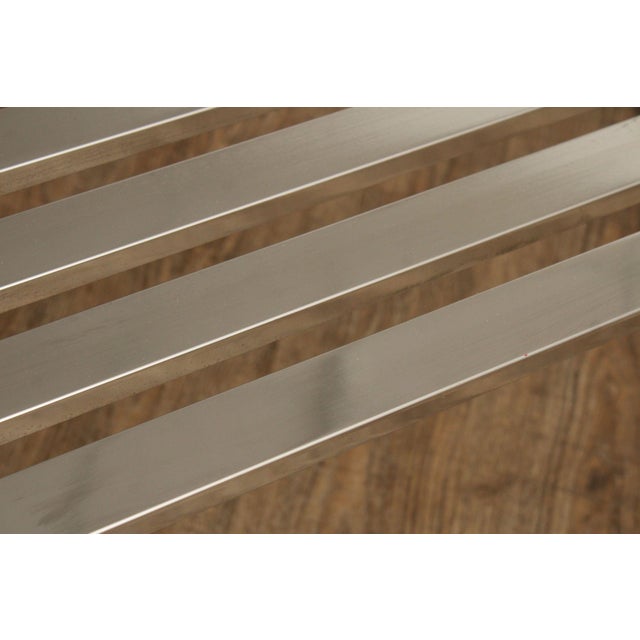 Design Institute of America Modern Slatted Chrome Bench For Sale In Philadelphia - Image 6 of 12