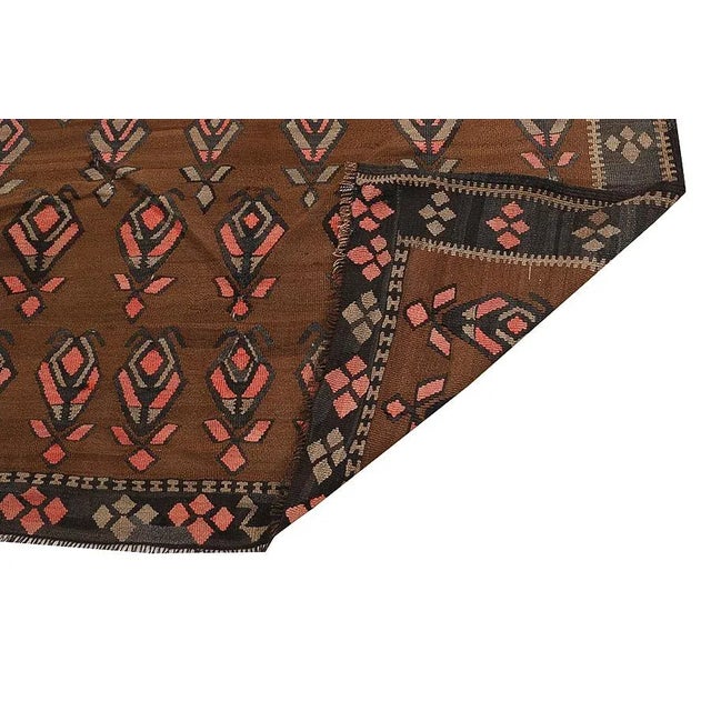 Mid 20th Century Brown Vintage Turkish Kilim Rug For Sale - Image 5 of 7
