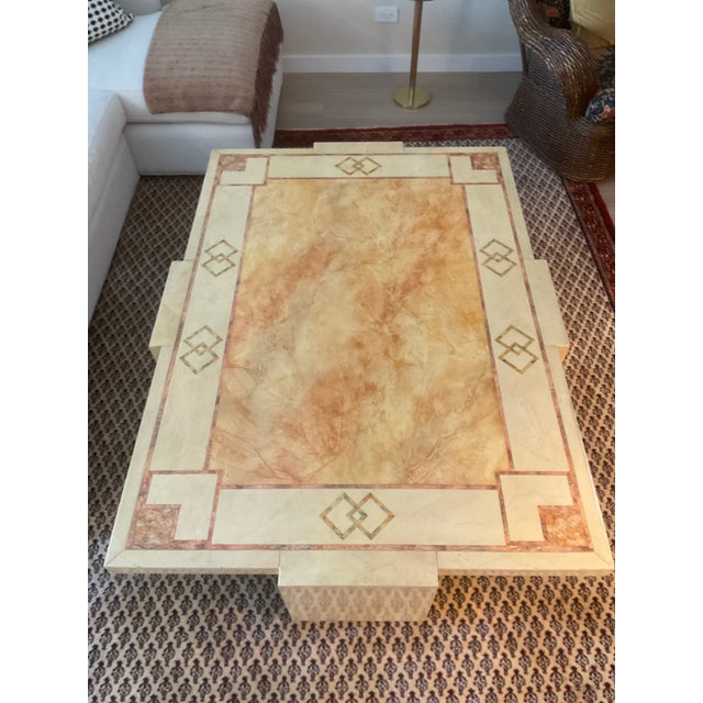 Mid-Century Modern Vintage One of a Kind Designer Faux Marble Coffee Table, Nyc D&d Building For Sale - Image 3 of 3