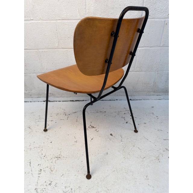Goldenrod Set of Six Vintage Molded Plywood and Metal Chairs For Sale - Image 8 of 14