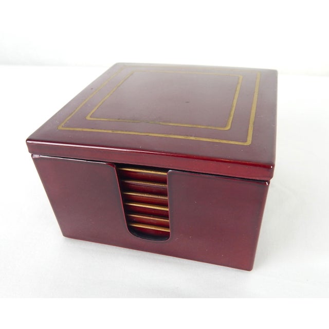 Paint 7 Piece Asian-Style Coaster Set by Lacquer Classique, Circa 1960s For Sale - Image 7 of 12
