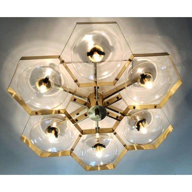 Fabio Ltd 21st Century Hive Polished Brass Clear Murano Flush Mount by Fabio LTD For Sale - Image 4 of 8