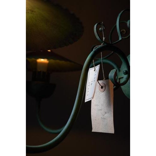 Green Chandelier with Shades, Italy, 1940s For Sale - Image 3 of 16