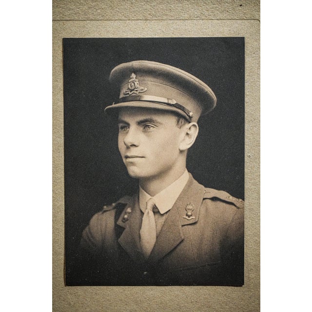 1910s Captivating Original World War I Antique Leather Framed Studio Photograph Portrait of British Soldier in Uniform Militaria Home Decor For Sale - Image 5 of 10