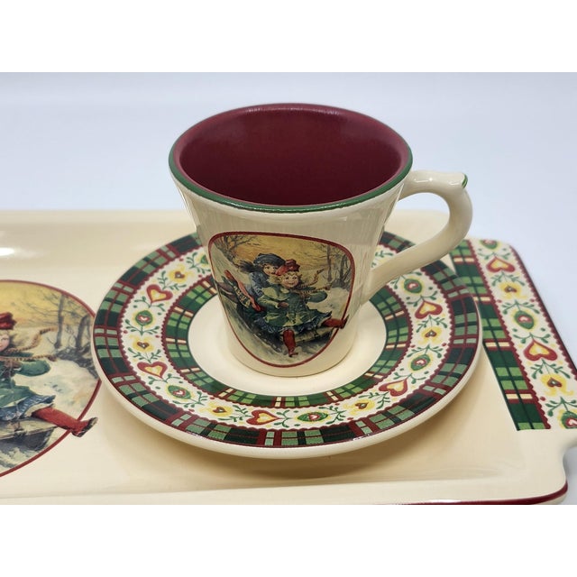 Saint Petersburg Collection Christmas Service from Niderviller Earthenware, France, 1990s, Set of 7 For Sale - Image 6 of 16