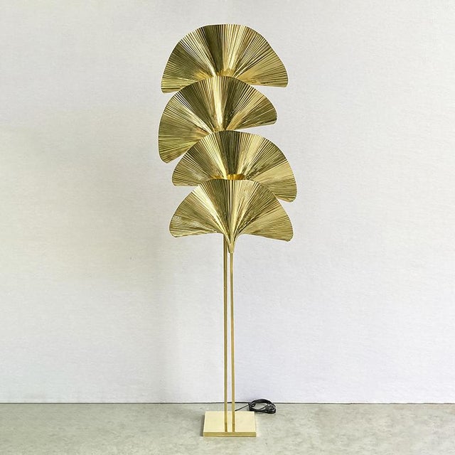 Polished Brass Floor Lamp, 1980s For Sale - Image 3 of 8
