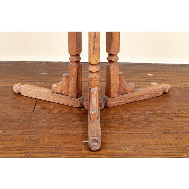 Vintage Carved Wooden Triple Column Adjustable Music Stand For Sale - Image 4 of 5