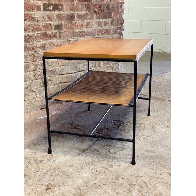 Mid-Century Modern Paul McCobb Planner Group Iron and Reed SideTable For Sale - Image 3 of 12