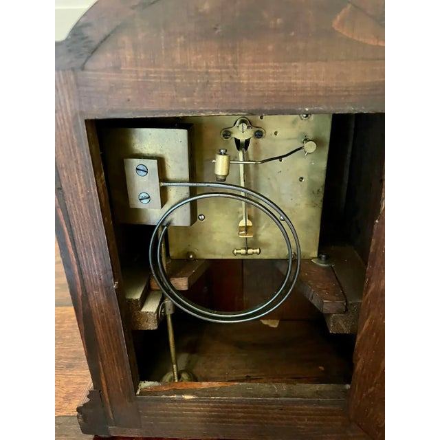 Brown Antique Oak Bracket Clock with 8-Day Striking Movement For Sale - Image 8 of 11