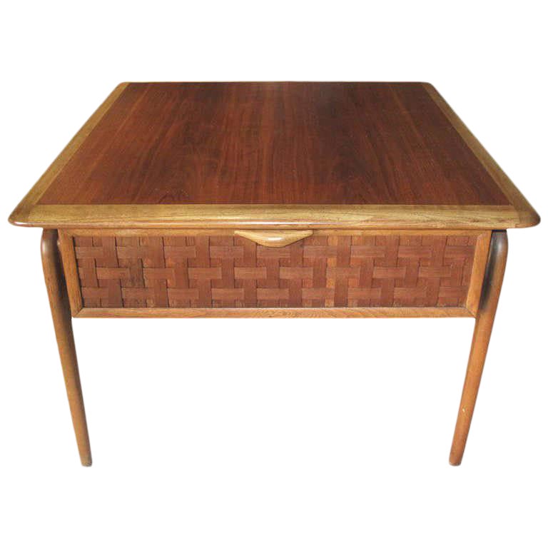 Lane MidCentury Modern Basket Weave Front Side Table Chairish