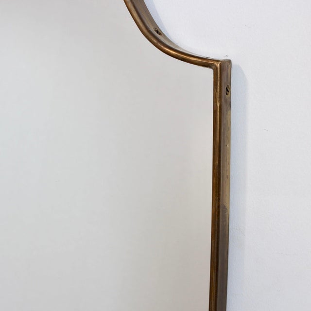 Glass Vintage Italian Wall Mirror with Brass Frame by Gio Ponti, 1960s For Sale - Image 7 of 13