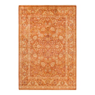 Vintage Traditional Hand Knotted Wool Area Rug, Orange - 6'1" X 8'10" For Sale