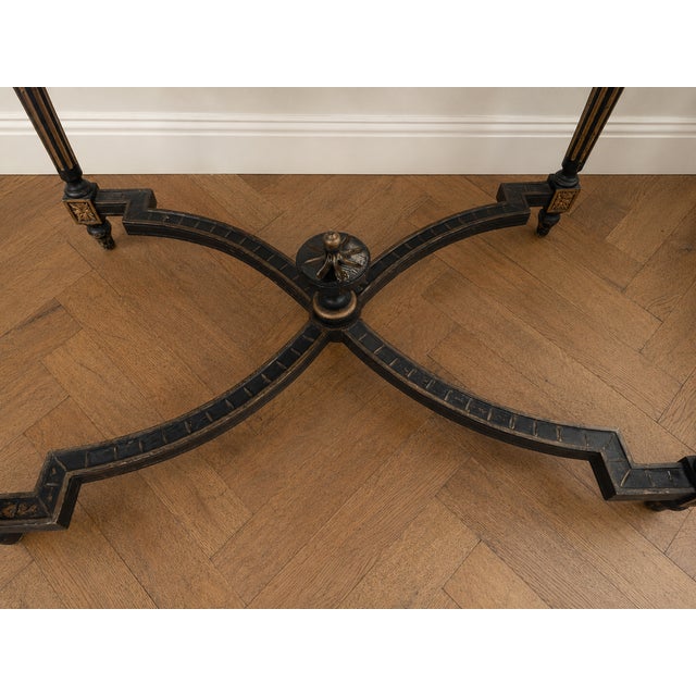 French Napoleon III Ebonized and Gilt Center Table with Sarrancolin Marble Top, 1880 For Sale - Image 12 of 14