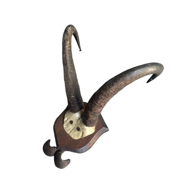 Chamois goat horns on a unique wood plaque. Nice piece foryou mountain home.
