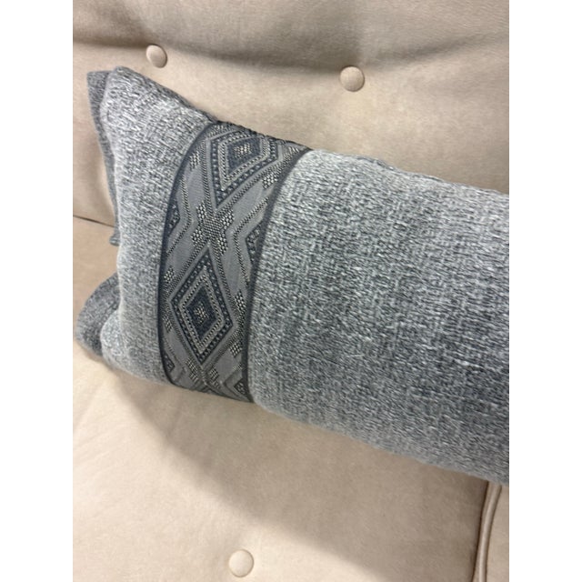 Textured Gray Bolster Pillow For Sale - Image 4 of 12
