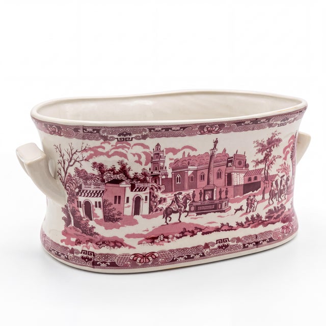 Pink Victorian Style Pink Transferware Footbath / Cachepot / Planter / Ice Bucket For Sale - Image 8 of 8