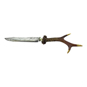 Early 20th Century Handmade Large Carving Kitchen Knife With Antler Handle Made by Storz Sohn in Tuttlingen Germany