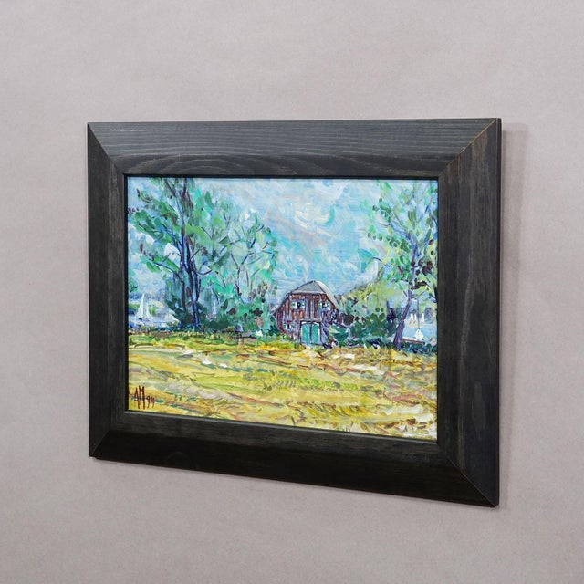 Impressionist Oil Painting by Alexander Michael - Boathouse on the Shore of Lake Chiemsee For Sale - Image 3 of 7