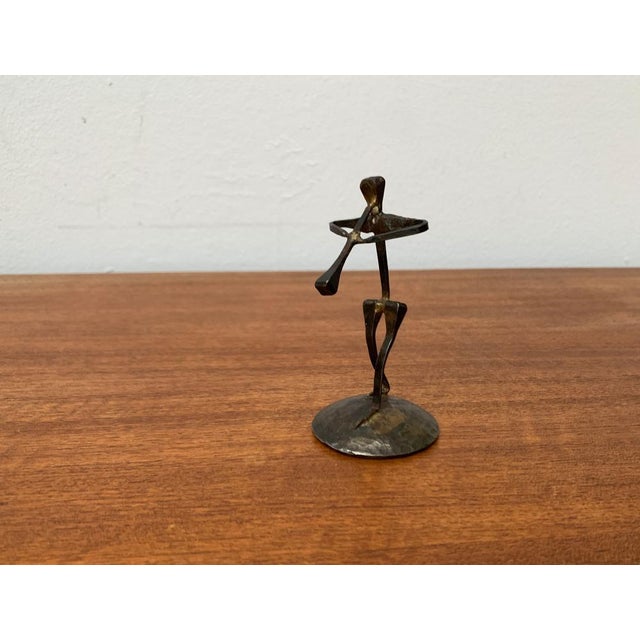 Mid-Century Wrought Iron Horseshoe Nail Art Piper Figurine, 1960s For Sale - Image 5 of 15