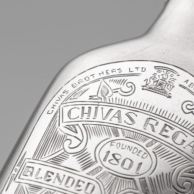 20th Century Modern Novelty Silver Whisky Bottle in the style of Chivas Regal For Sale - Image 14 of 18