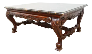 Henredon Marble Mahogany Coffee Table