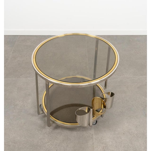 Mid-Century Serving Cart in Brass, Chrome and Glass, Italy, 1970s For Sale - Image 15 of 18