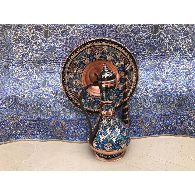 Turkish Handmade Inlaid Pitcher with Plate For Sale - Image 4 of 11