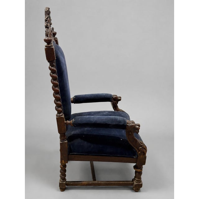 19th Century Renaissance Revival Carved Oak Arm Chair. Overall in good condition. Has some imperfections and part of the...
