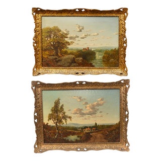 Victorian Artist, English Landscapes, 1880s, Oil Paintings, Set of 2 For Sale