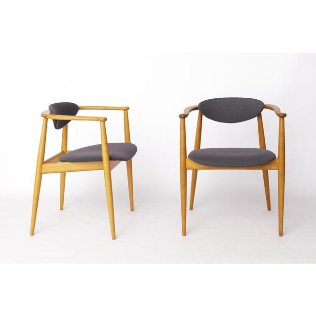 Mid-Century Armchairs in Beech and Upholstery, Germany, 1970s, Set of 2 For Sale - Image 3 of 10