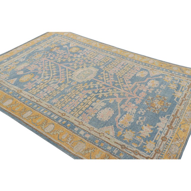 2010s Rug & Kilim’s Khotan Samarkand Style Rug in Blue With Floral Medallions For Sale - Image 5 of 7