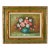 Vintage Mid Century Signed Floral OIl Painting Solid Wood Green & Gold Frame For Sale