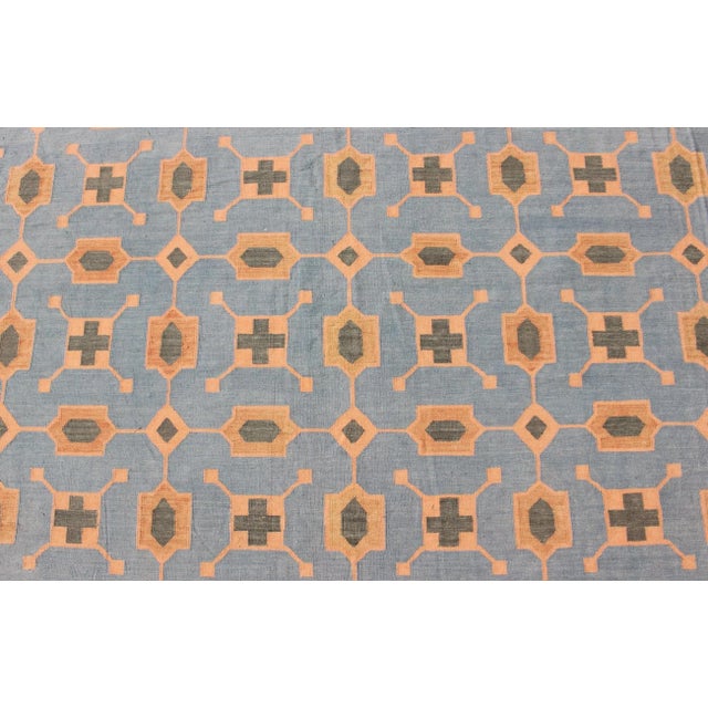 Multicolored Vintage Indian Cotton Dhurrie Rug With All-Over Geometric Design For Sale - Image 10 of 13