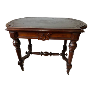 Antique Victorian Eastlake Style Walnut Leather Top Writing Desk