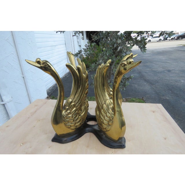 Brass Finish Swan Base Glass Top Coffee Table For Sale - Image 12 of 13