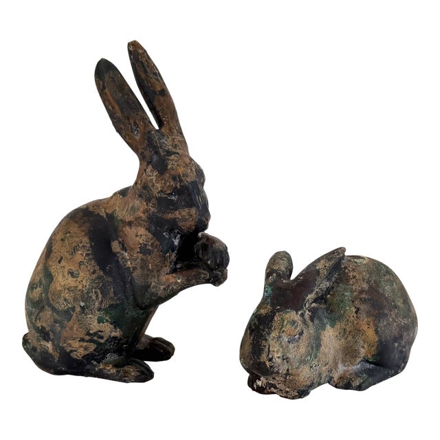 Bronze Patinated Hares - A Pair For Sale