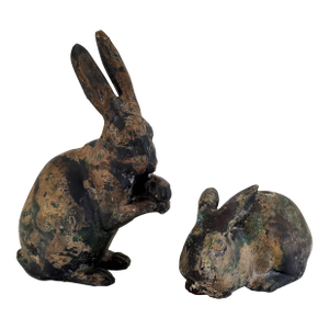 Bronze Patinated Hares - A Pair