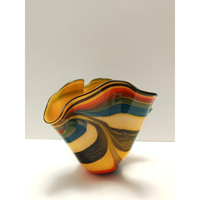 1980s Postmodern Multicolored Murano Glass Fazzoletto Vase, Italy, 1980s For Sale - Image 5 of 13