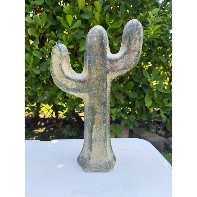 Vintage Sculptural Ceramic Cactus Sculpture in Mottled Desert Glaze, 15.5” For Sale In Naples, FL - Image 6 of 8