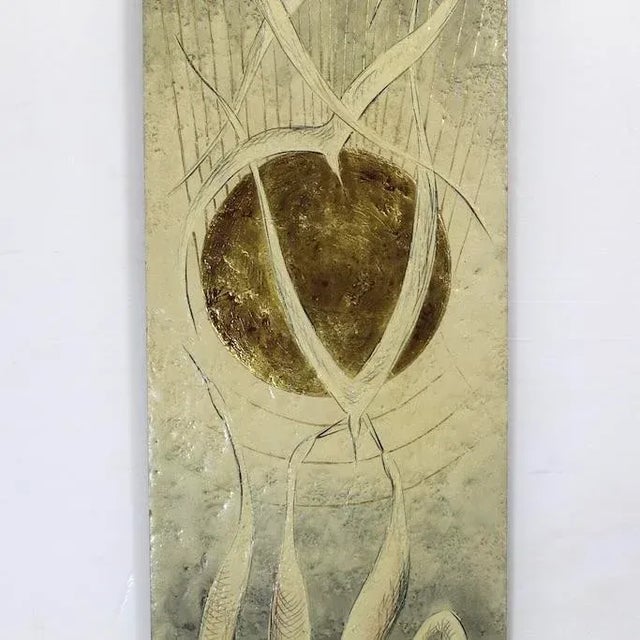 Extra Long Vintage Seaside Painting of Cranes For Sale - Image 4 of 5