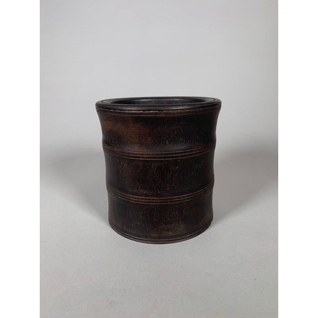 Asian Large "bitong" Brush Pot, Chinese Wood, 19th Century, Qing Dynasty For Sale - Image 3 of 7