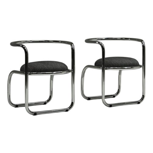 Set of Italian Chrome Side Chairs, 1970s For Sale
