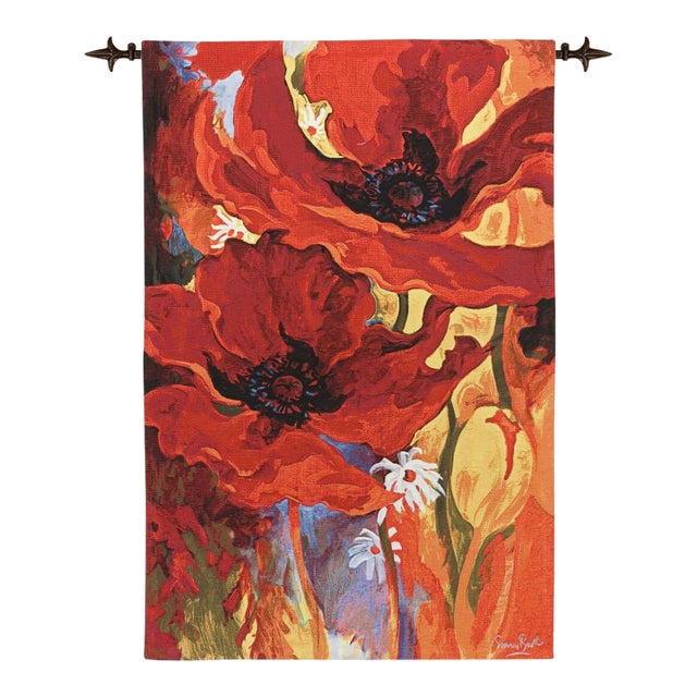 Poppy Blaze Loom Woven Tapestry - 140 X 94 Cm (4'7" X 3'1") - Requires Rod Size 2 For Sale