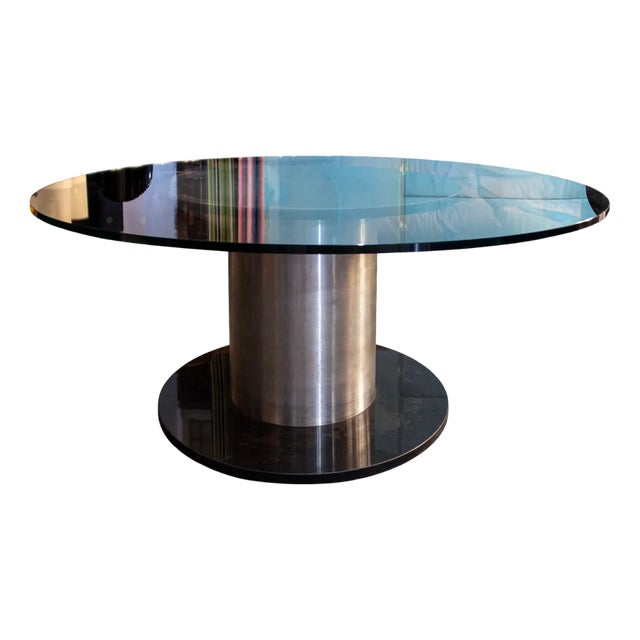 Space Age Table in Marble, Glass and Steel, 1970s For Sale