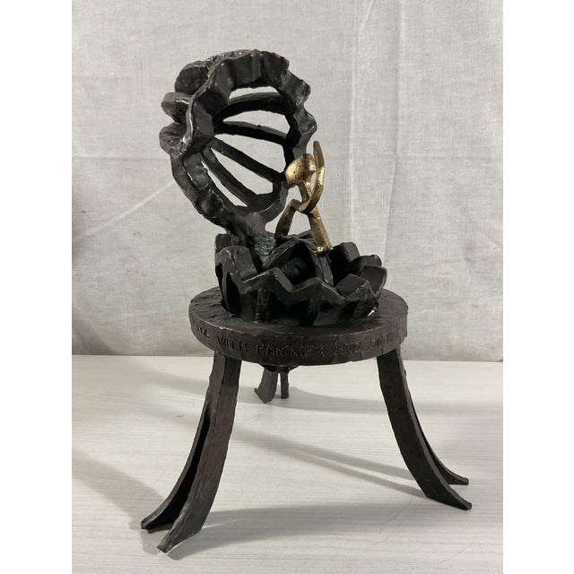 Abstract Faberge Egg With Hammer and Sickle Bronze Sculpture by Herbert Simon, 1994 For Sale - Image 3 of 8
