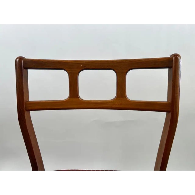 Danish Mid-Century Modern Teak Dining Chairs W Rust Red Dotted Upholstery, Set 6 For Sale In New York - Image 6 of 13
