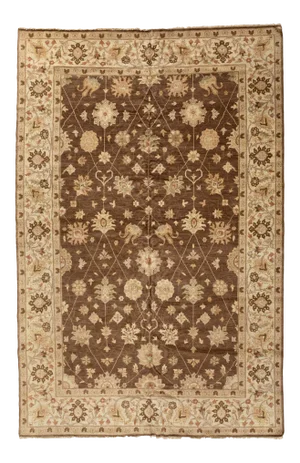Late 20th Century Brown Ivory Egyptian Rug Persian Sultanabad Design Area Rug