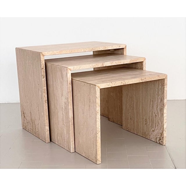 Mid-Century Italian Travertine Nesting Tables, 1970s, Set of 3 For Sale - Image 14 of 18