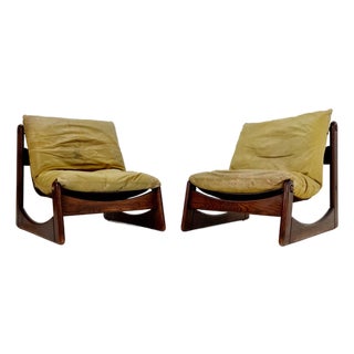 Mid-Century Armchair in Leather and Wood from Straub, Germany, 1960s For Sale