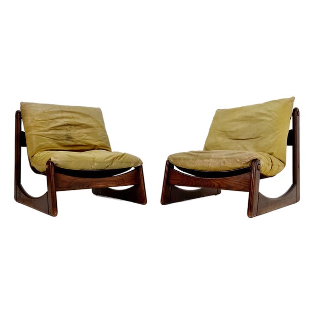 Mid-Century Armchair in Leather and Wood from Straub, Germany, 1960s For Sale